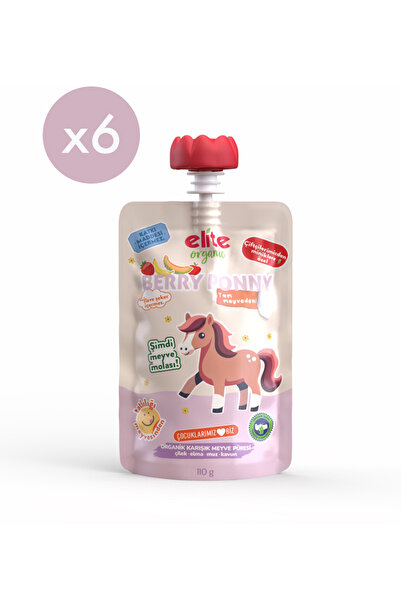 Elite Naturel 6’lı Berry Pony Organik Karışık Meyve Püresi 110 Gr (6 Adet)