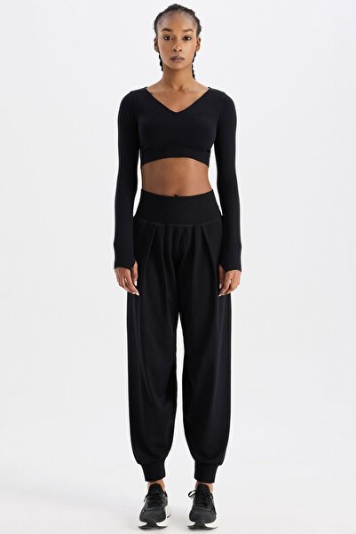 COMEUP Μαλακό υφασμάτινο παντελόνι jogger χωρίς ραφές, μαύρο