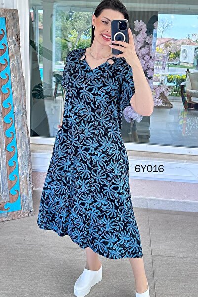 İnce Topuk Φόρεμα βισκόζης με λεπτομέρεια δαχτυλιδιού 6y016