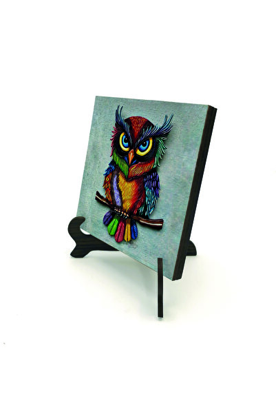 Sadrazam Επιτραπέζια βάση MDF με σχέδιο κουκουβάγιας 10x10 KRG-162