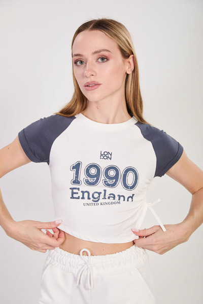 BARRELS AND OIL Γυναικείο T-shirt με μανίκια ρεγκλάν, με σούρες στο πλάι και ...