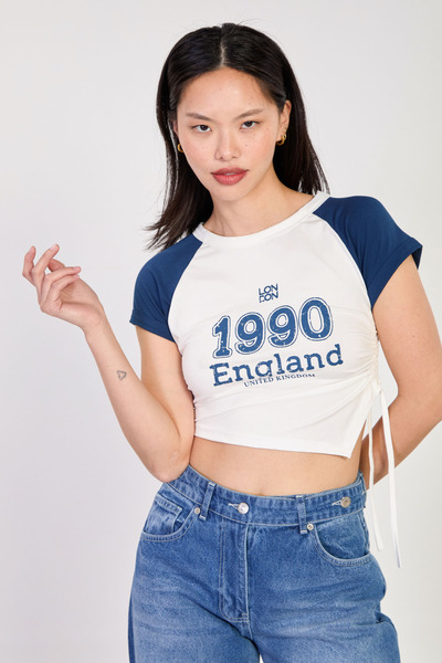 BARRELS AND OIL Γυναικείο T-shirt με μανίκια ρεγκλάν, με σούρες στο πλάι και ...