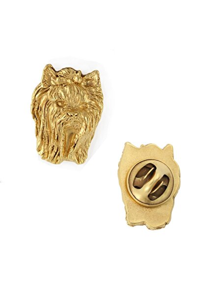 Art - Dog Yorkshire Terrier, Yorkie I - broșă placată cu aur, ornament elegan...