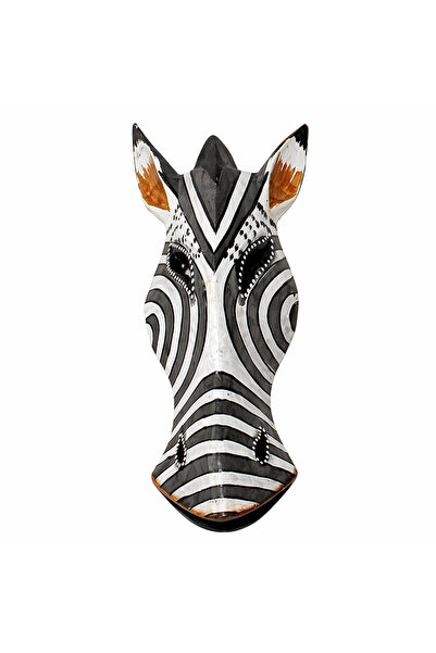 XTRIKE ME Afrika Tarzı Dekoratif Zebra Maske - El Boyaması Bohem Duvar Aksesu...