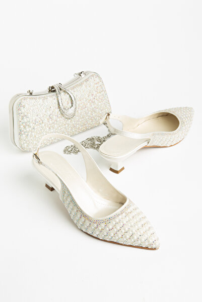 GULT Γυναικεία βραδινά παπούτσια και τσάντα σειράς Pearl Diamond