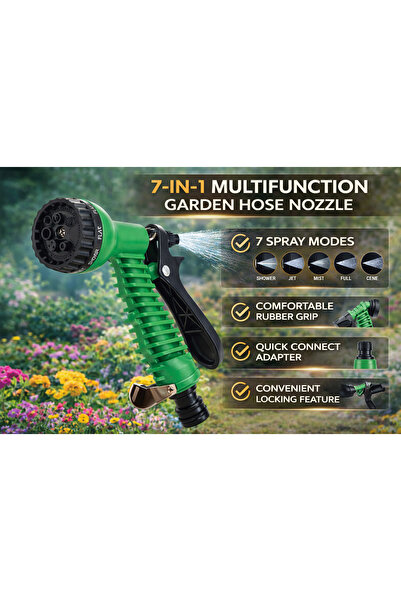 OEM Πιστόλι ποτίσματος κήπου 7 λειτουργιών, ρυθμιζόμενο ακροφύσιο, για λάστιχ...