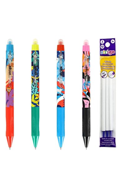 Strigo Σετ 4 στυλό και 3 ανταλλακτικά με μελάνι Jungle και δυνατότητα διαγραφής