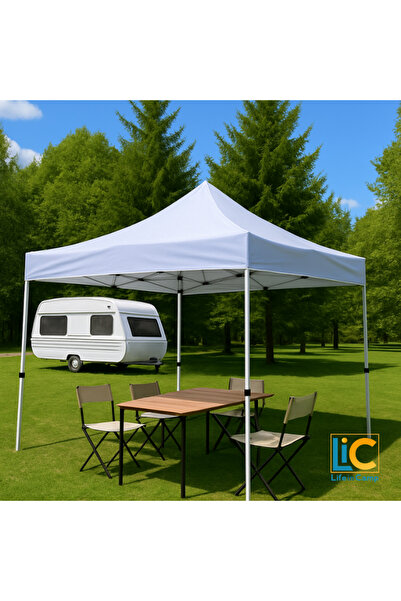 Lic LifeInCamp 3x3 m Çardak Tente - Gazebo Çadır Beyaz Renk Kampta Bahçede Aç...
