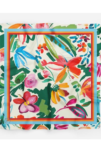 Burshe Floral Patterned Silky - Satin Scarf