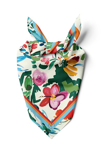 Burshe Floral Patterned Silky - Satin Scarf