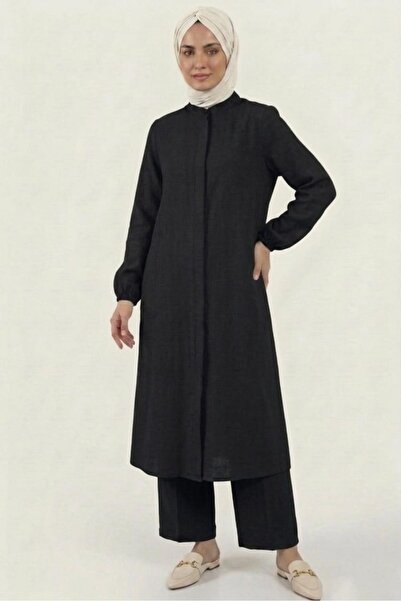 PORİENTO Black 100% Cotton Muslin Fabric Zippered Comfortable Fit Hijab Women...