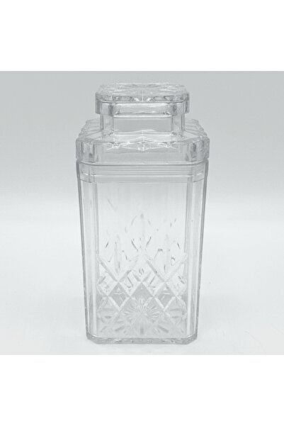 AKDC Diamond Cut Clear Acrylic Storage Canister with Lid Storage 14 × 8 cm