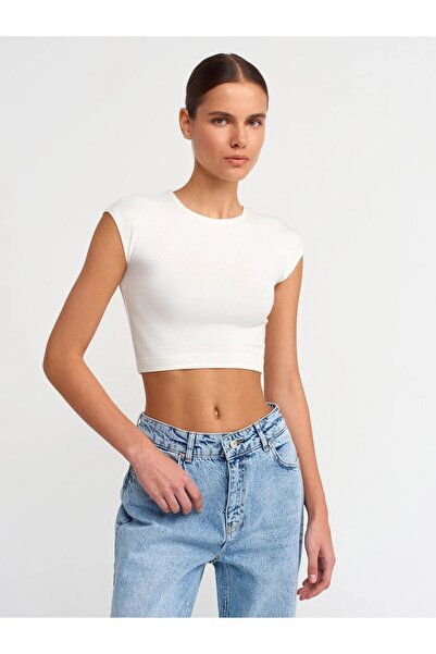 Dilvin Pamuk ve Modal Karışımlı Crop Top-Siyah 30528