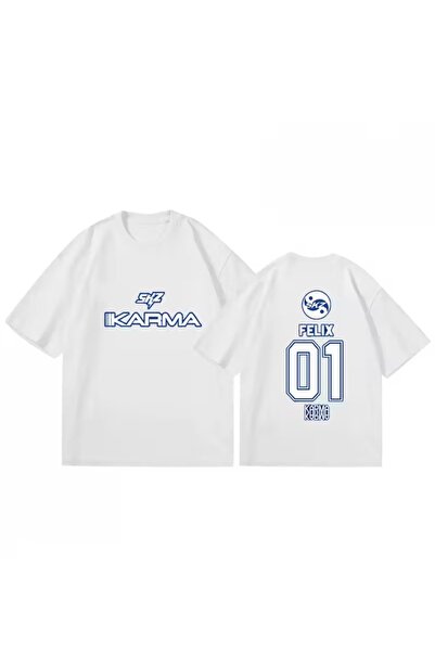 Le Savu Μπλουζάκι SKZ με συνδυασμό σχεδίων, unisex, oversized