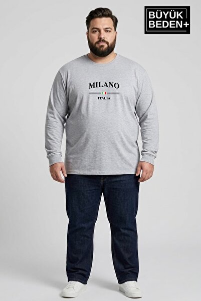 Superlife Ανδρικό μπλουζάκι μεγάλου μεγέθους Milano Italia με στάμπα 2 νημάτω...