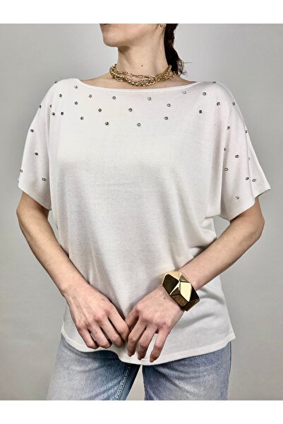 GND Πλεκτή μπλούζα από βισκόζη με πέτρινη λεπτομέρεια