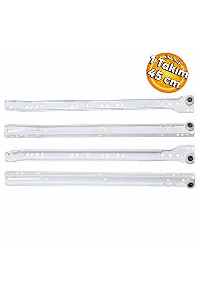 YENİLER ÇK45 Dolap Şifonyer Eşsiz Çekmece Kızağı 45 cm Beyaz Çekmece Rayı 1 T...