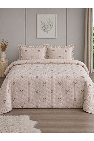 Uçkan home Σετ διπλού πικέ με βολάν από 100% βαμβάκι για όλες τις εποχές