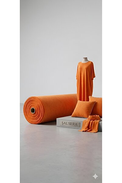 ŞALSERA Turuncu % 70 Viskon vual %30 Polyester Yumuşak Tuşeli Kumaş ,Çok Amaç...