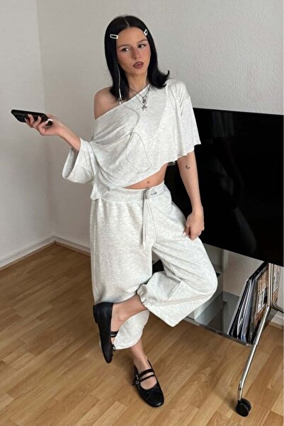 Madmext Karmelanj Φούτερ Παντελόνι Κάπρι με Στοπέρ και Εφαρμογή Κάννης MG2782