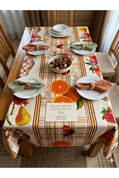 ÇEÇEN HOME Πλαστικό τετράγωνο τραπεζομάντιλο με σχέδιο λουλουδιών 140x140 PVC...