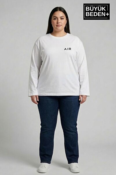 Superlife Γυναικείο μπλουζάκι μεγάλου μεγέθους με στάμπα αέρα και 2 κλωστές μ...