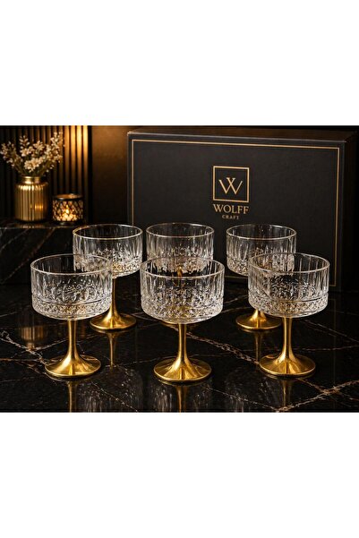 decovien 6 Lı Zarif Tasarımlı Gold Ayaklı Lokumluk & İkramlık & Dekoratif Şek...