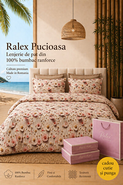 Lenjerie de pat Ranforce 100% Bumbac, 6 piese, Husă 180x200x25, Set Premium miniatura 2