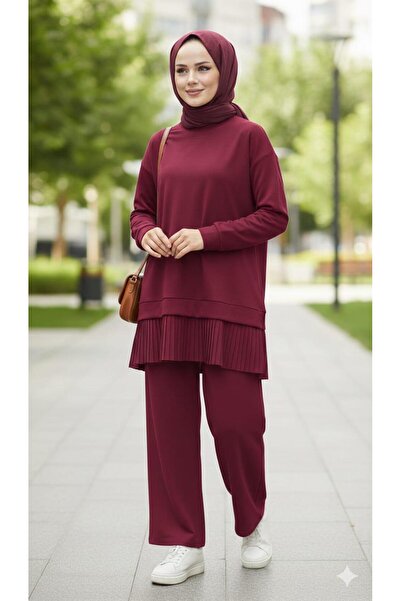 MEBA ملابس نسائية محتشمة موسمية من قماش مودال، طقم علوي وسفلي برقبة دائرية