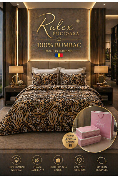 Lenjerie de pat Ranforce 100% Bumbac, 6 piese, Husă 180x200x25, Set Premium miniatura 3