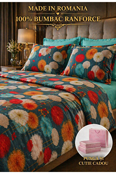 Lenjerie de pat Ranforce 100% bumbac, 6 piese, Husă de pilotă 180x200x25, Set premium miniatura 2