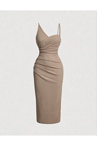 Bracha Φόρεμα μάξι με ντραπέ σχέδιο ψαριού και λεπτομέρεια στους ώμους