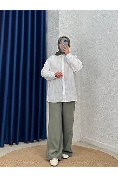 BENAHOLL Πουκάμισο Özün με παγιέτες Oversize-NA874 Λευκό