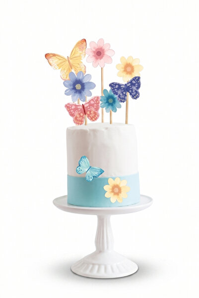 Le Mabelle Multi-Colored 7-Piece Butterfly and Flower Themed Long Toothpick C...