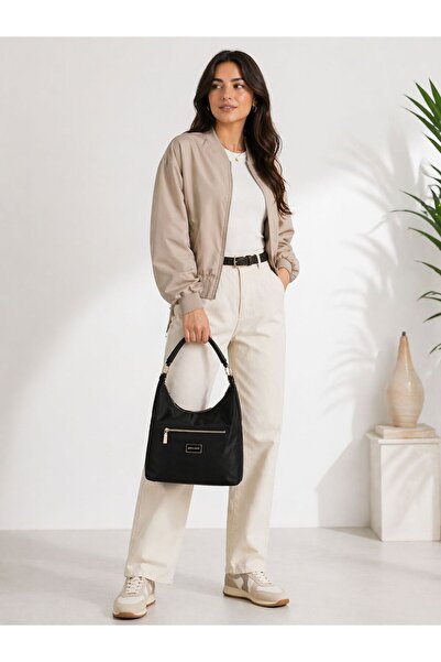 Pierre Cardin Μαύρη σατέν γυναικεία τσάντα ώμου-05PO26Y4501-ST S