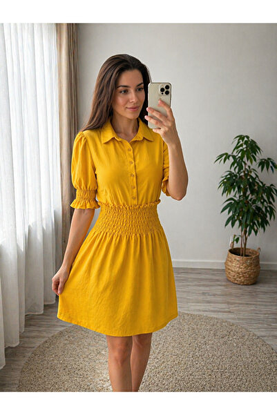 ihaoo Rochie cu maneci 3 sfert roz pudra