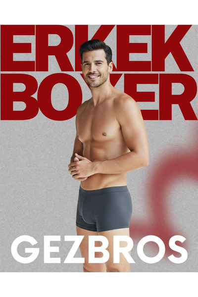 GezBros 3 ADET PREMİUM GRİ RENK ERKEK BOXER