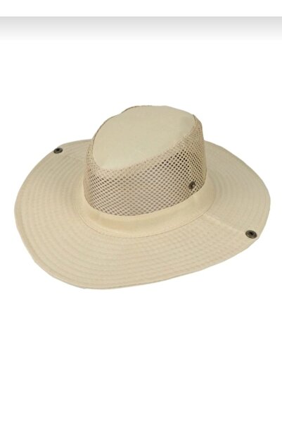 S&D ÇARŞİ Καπέλο πεζοπορίας και παναμά με κουμπιά (με δίχτυ) (Unisex) (Κρεμ)