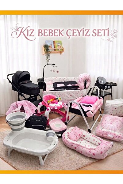 modabebekler 32 Parça Bebek Çeyiz Seti – Bebek Arabası, Mama Sandalyesi, Hama...