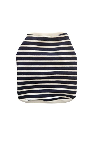 atelyu Cat Dog Outfit Navy Blue Striped Tshirt Tank Top