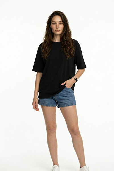 INFLUYENTE Γυναικείο μπλουζάκι από χτενισμένο βαμβακερό ύφασμα, με λαιμόκοψη ...