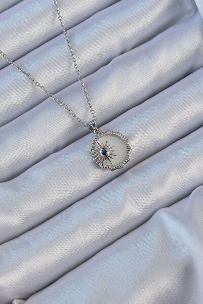 norsary 316L Steel Silver Color Zircon Stone Enameled Polar Star Necklace