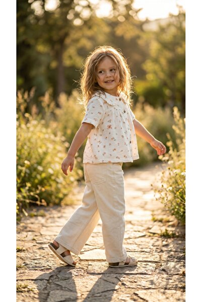 Sabi Girl's Muslin Shirt and Linen-Look Pants Double Set