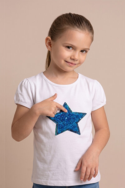 nacar çarşı Κοριτσίστικο μπλουζάκι με τιρκουάζ αστέρια, μπλουζάκι για την παρ...