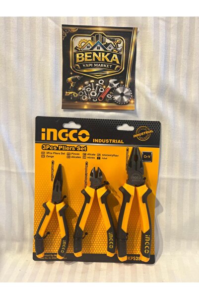 Ingco Profesyonel Pense Seti 3'lü Set (200 mm Pense - 180 mm Yan Keski - 180 ...