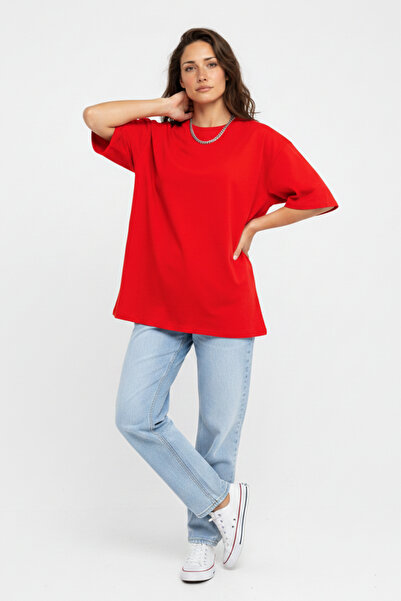 INFLUYENTE Γυναικείο μπλουζάκι από χτενισμένο βαμβακερό ύφασμα, με λαιμόκοψη ...