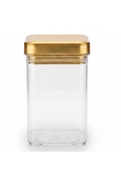 AKDC Premium Acrylic Storage Canister with Elegant Golden Lid for Dry Food St...