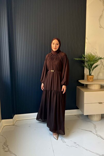 EYMAHCA فستان شيفون طويل خفيف وانسيابي بتصميم انسيابي