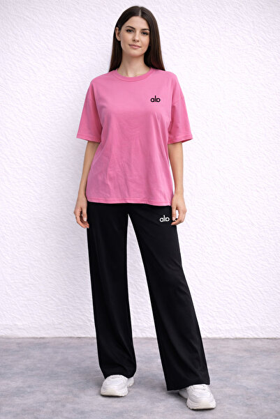 ZAVIXO Women's Oversize Minimal Logo 2-Piece Set 100% Cotton Casual Set