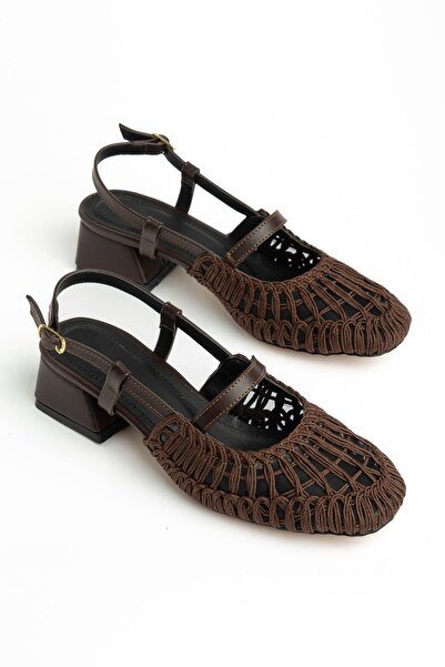 Hayalimdeki Ayakkabı Γυναικεία πλεκτά παπούτσια Olaitan σε καφέ χρώμα με κοντ...